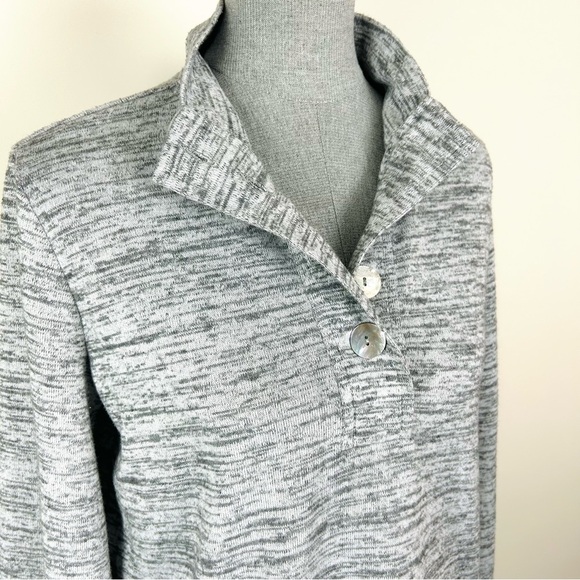 Soft Surroundings Gray Pullover Henley Sweater - Picture 3 of 10